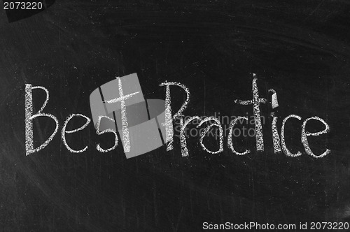Image of Best Practice written on blackboard background high resolution 