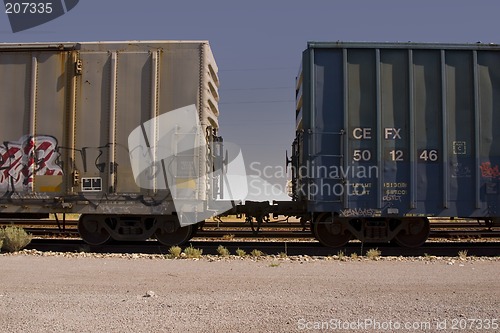 Image of Close up on two connecting Wagons