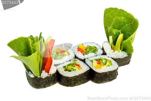 Image of Sushi (Yasai Roll) on a white background