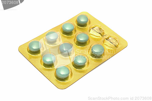 Image of Package of green pills 