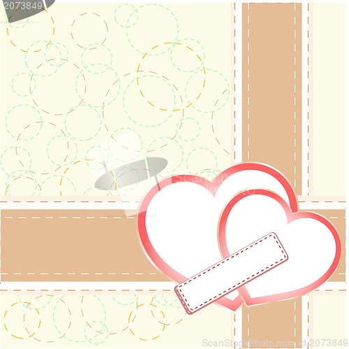 Image of pair of valentine heart on abstract background