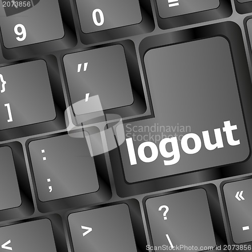 Image of sign in or logout on internet webpage concept with keyboard key