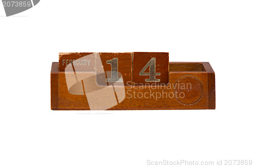 Image of wooden calendar february 14 day valentine day 