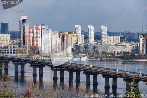 Image of Ukraine, Kiev. Dnieper River and the bridge Paton