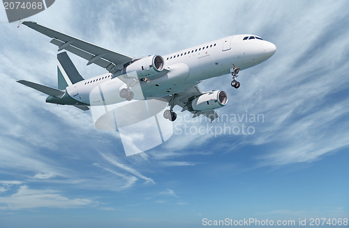 Image of Commercial aircraft in sky