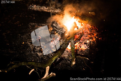 Image of Flames of a cozy campfire