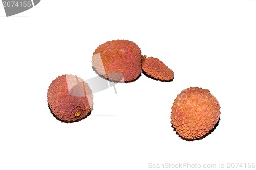 Image of Exotic lychee fruit on white background