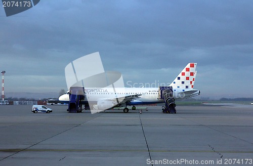 Image of A319 serviced by the ground crew