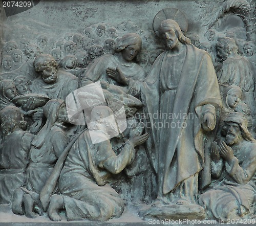 Image of Sacre-Coeur basilica bronze door details