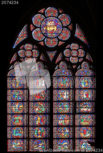 Image of Stained glass window in Cathedral Notre Dame de Paris