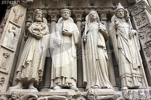 Image of Saint John the Baptist, Saint Stephen, Saint Genevieve and Pope Saint Sylvester