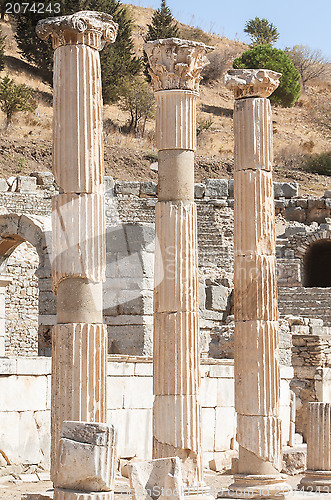 Image of Ancient columns in Ephesus, Turkey