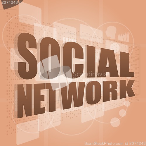 Image of social network word on digital screen