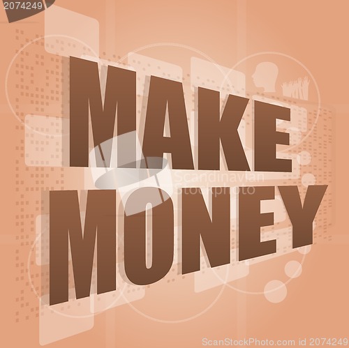 Image of A web window shows the words make money