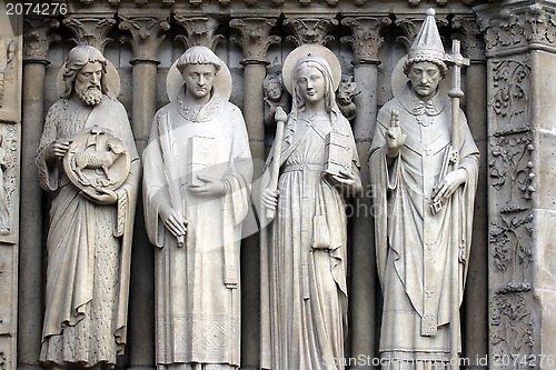 Image of Saint John the Baptist, Saint Stephen, Saint Genevieve and Pope Saint Sylvester