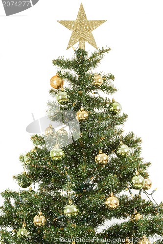 Image of christmas tree with snowflakes and balls 