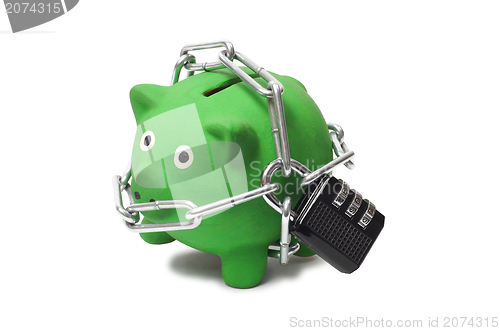 Image of Green Piggy Bank in Chains