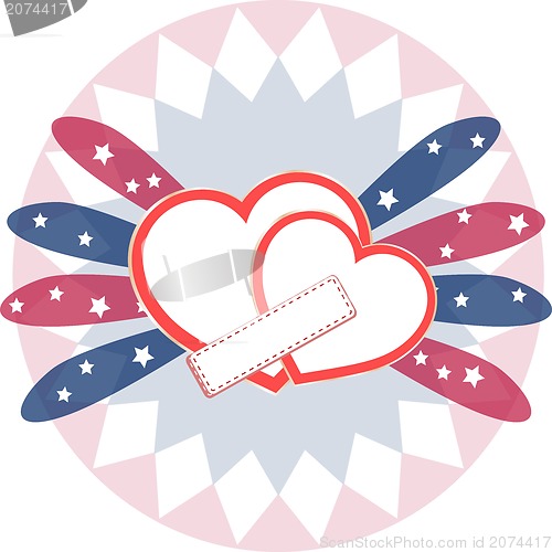 Image of Two red hearts with empty blank. valentines invitation card