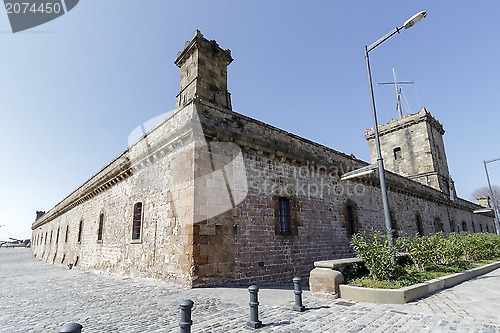 Image of Barcelona, Spain. Famous Montjuic Fort, old castle.