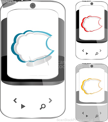 Image of Cloud computing connection on modern mobile smart phone set