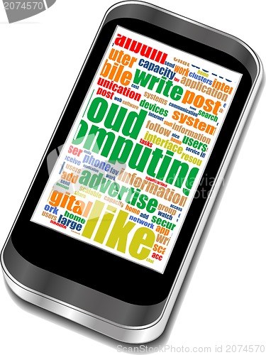 Image of Smart phone with social media words