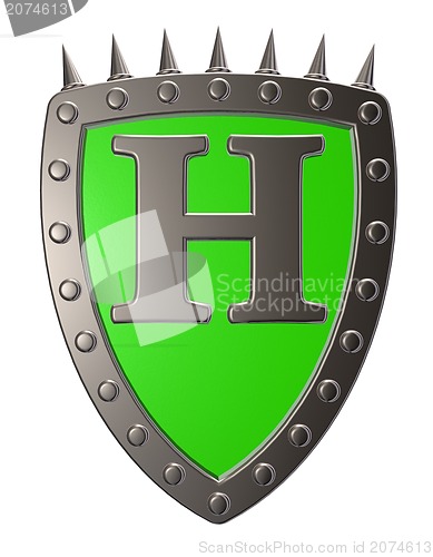 Image of shield with letter h
