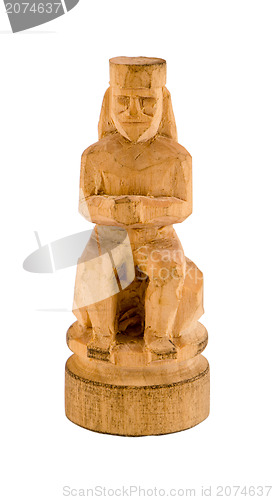 Image of priest statue carved handmade wood piece isolated 