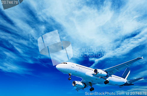 Image of Aircraft on a cloudy sky background