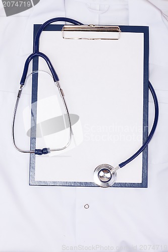 Image of Medical clipboard and stethoscope