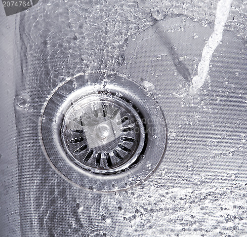 Image of kitchen sink with water drops
