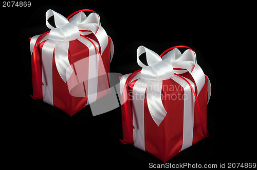 Image of red gift box on black