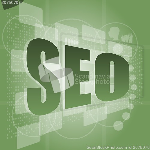 Image of seo word on touch screen interface