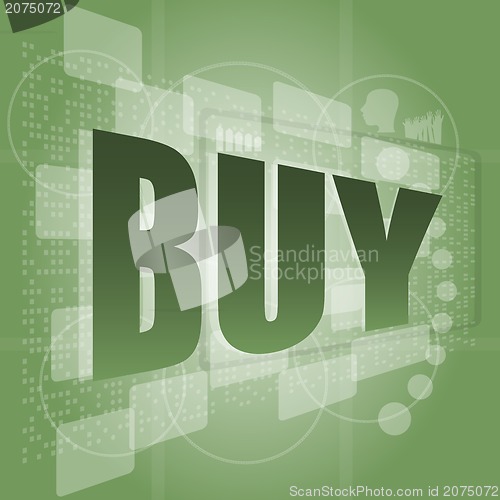 Image of buy word on touch screen interface