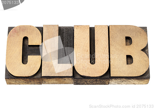 Image of club word in wood type