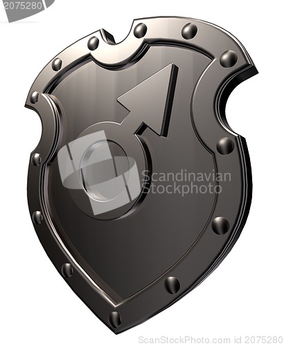 Image of male symbol on shield