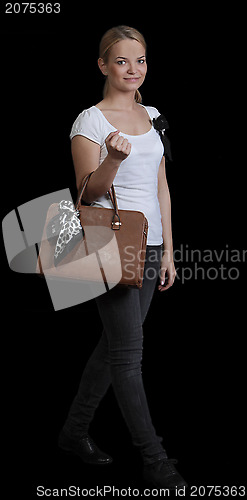 Image of Young Woman with Bag