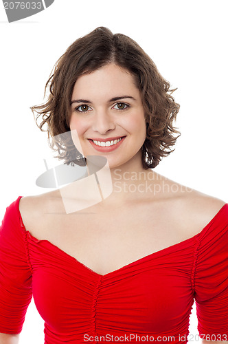 Image of Closeup of a joyous fashionable young lady