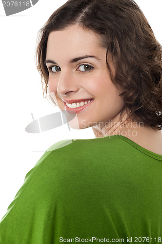 Image of Stylish portrait of fashionable happy woman