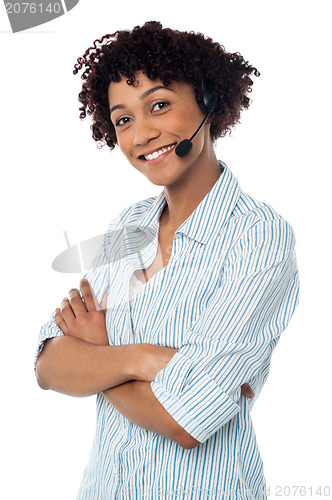 Image of Confident smiling female telecaller