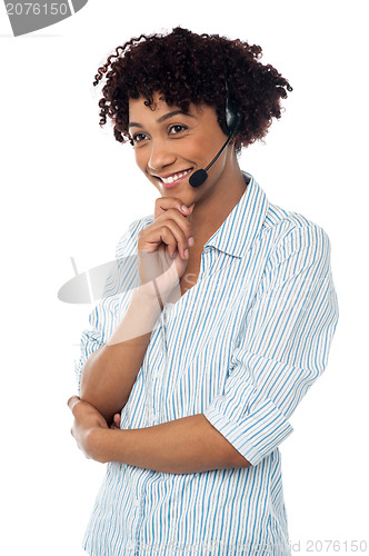 Image of Shy customer support executive looking away