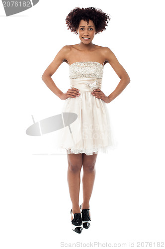 Image of Beautiful young black woman in party wear