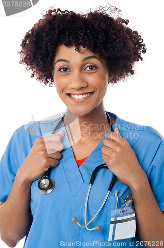 Image of Lady physician with stethoscope around her neck