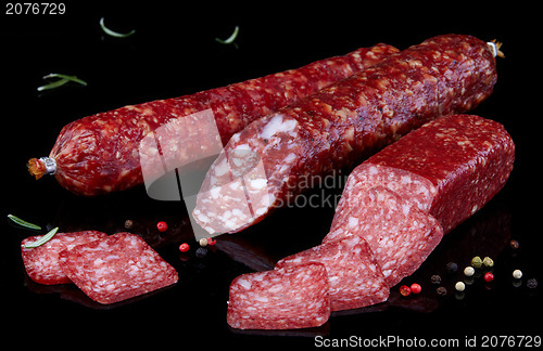 Image of salami sausages