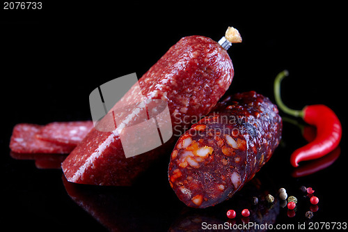 Image of salami sausages