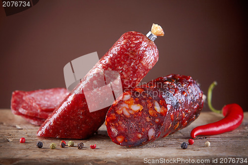 Image of salami sausages