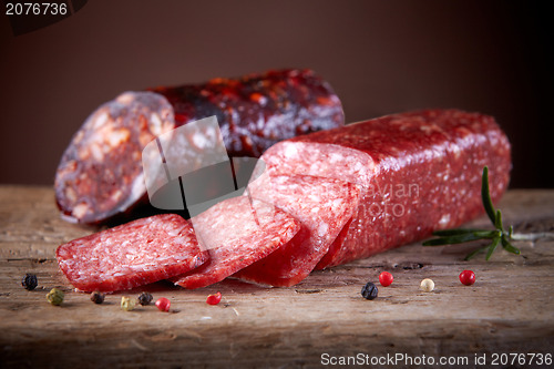 Image of salami sausages