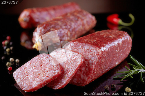 Image of salami sausages