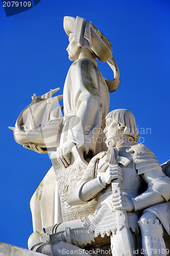 Image of Sculpture on the Discoveries monument in Lisbon, Portugal 