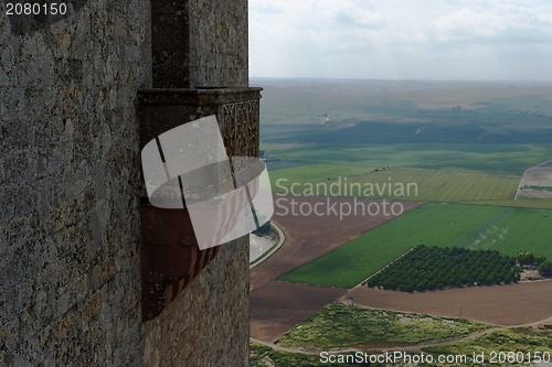 Image of Small balcony on tower of Almodovar Del Rio medieval castle in Spain