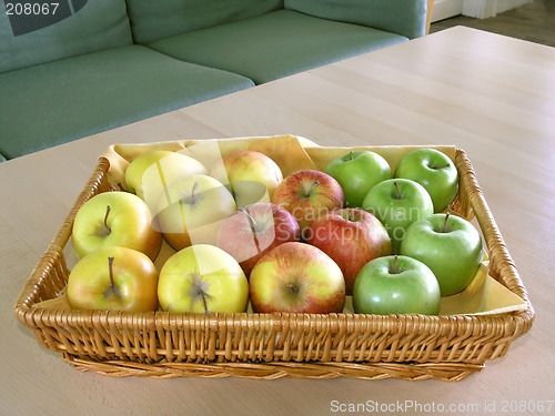 Image of red, green and yellow apples